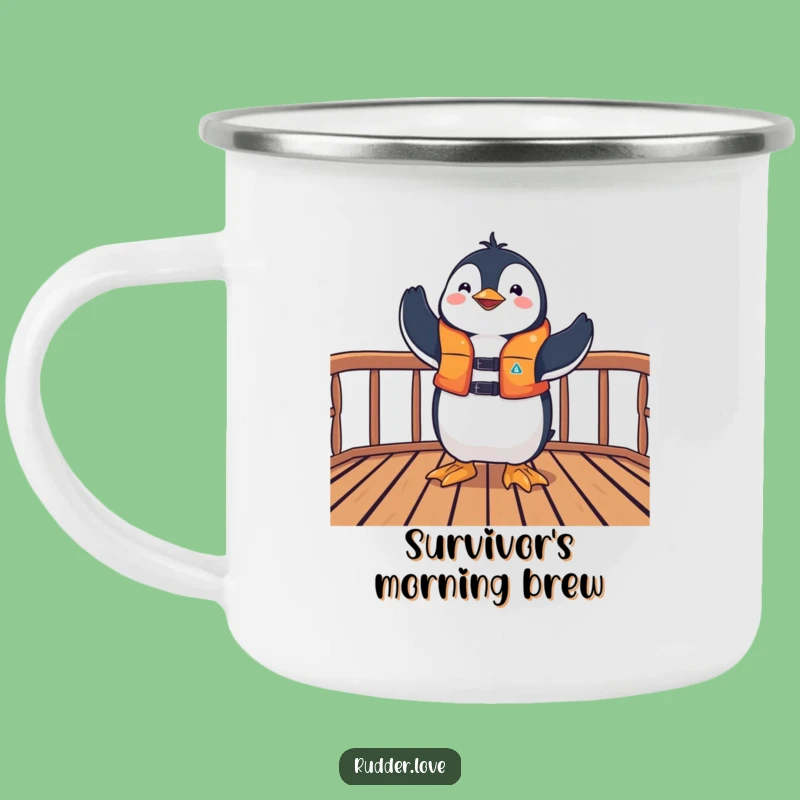 Funny Penguin Victor Camp Mug: Adventure and Triumph On the Go