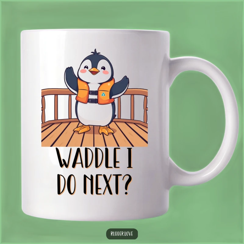 Funny Penguin Victor Mug: Triumphant Sailor for Aquatic Fun