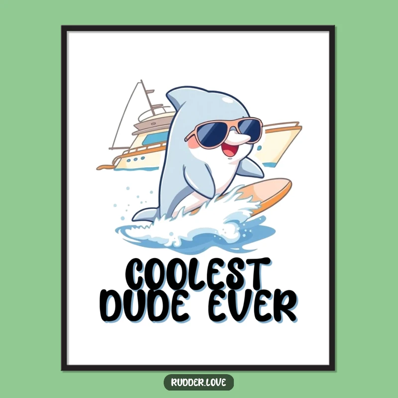 Funny Dolphin Surfer Art Print: Instant Cool and Beachy Whimsy