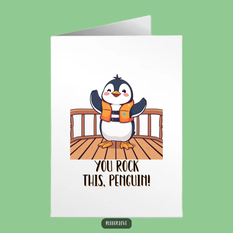 Free Printable Funny Penguin Congratulations Card - Victory Pose Downloadable Gift
