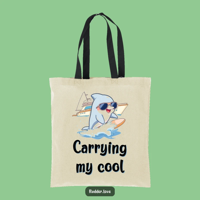 Funny Dolphin Surfer Tote Bag: Carry Your Cool with Beach Style